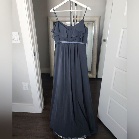 David's Bridal Gray Ruffle Maxi Dress - Picture 6 of 8